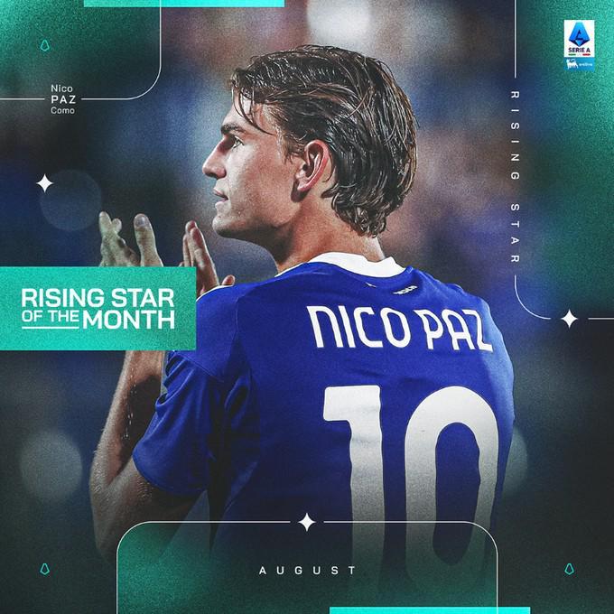 星空体育-2场比赛1球1助，尼科-帕斯当选意甲8月最佳U23球员