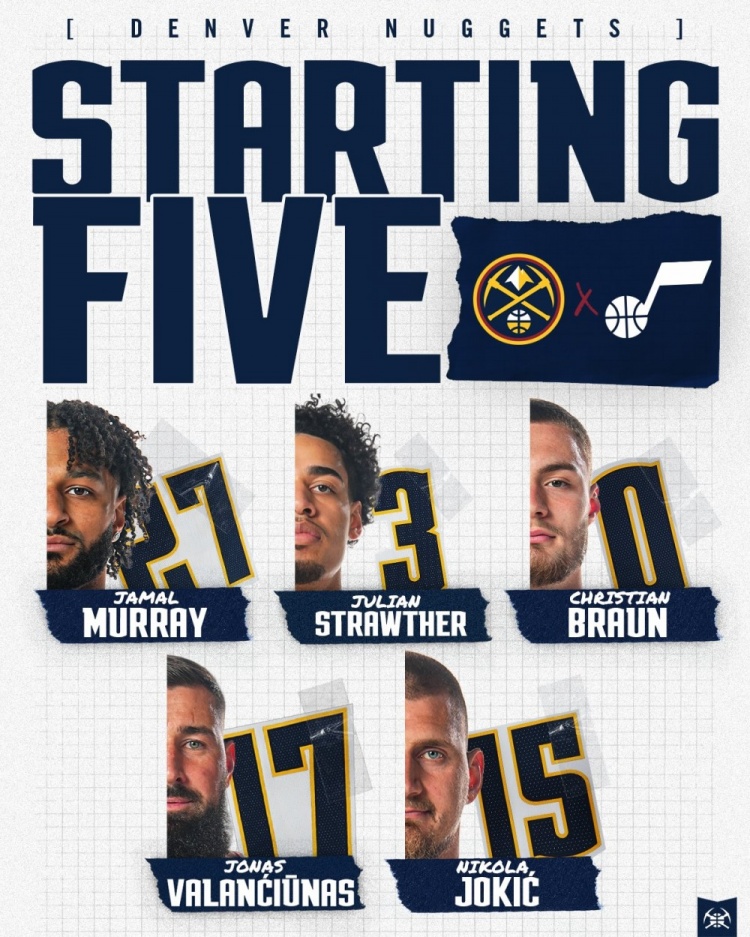 星空体育入口-双塔！掘金新首发：瓦兰+约基奇+穆雷+布劳恩+斯特劳瑟